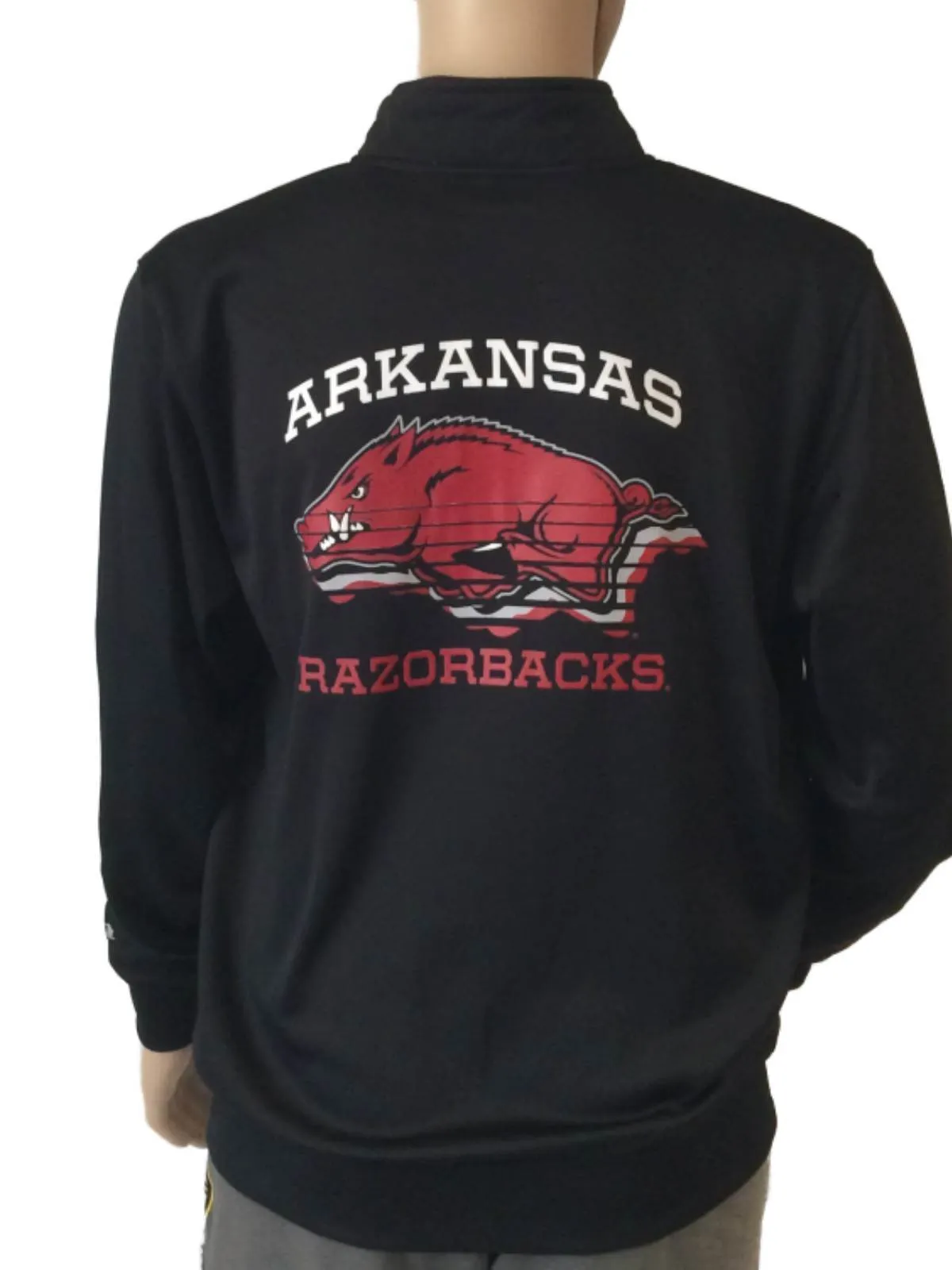 Arkansas Razorbacks Champion Black Long Sleeve Full Zip Jacket with Pockets (L)