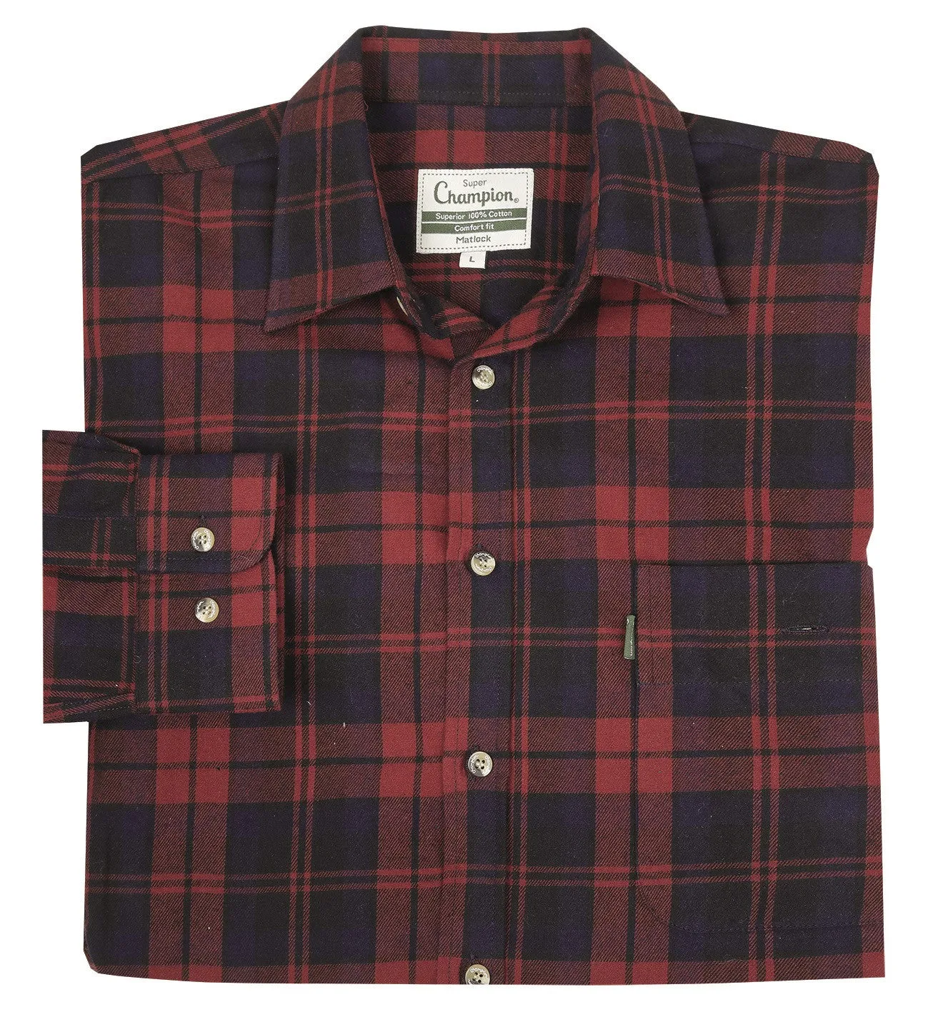 Champion Mens Matlock 100% Cotton Check Shirt-RED