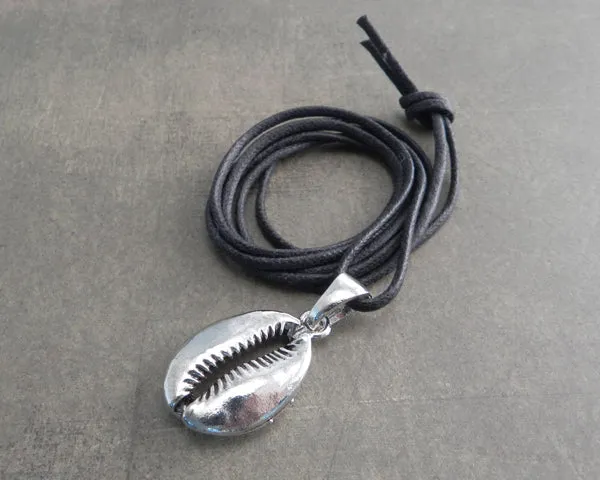 Cowry Shell on Black Cord