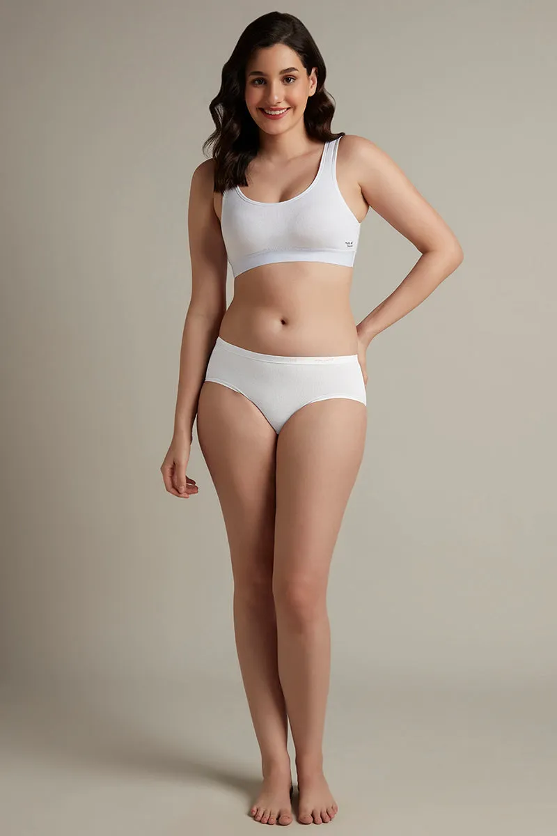 Easy Slip-On Non-Padded Non-Wired Cotton Bra - White