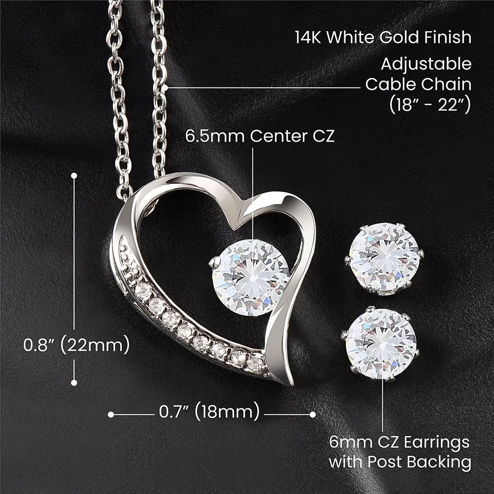 Forever Love Necklace   CZ Earring Set