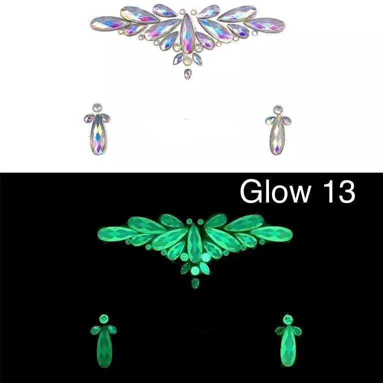 Glow in the Dark Face Gems - 14 Designs