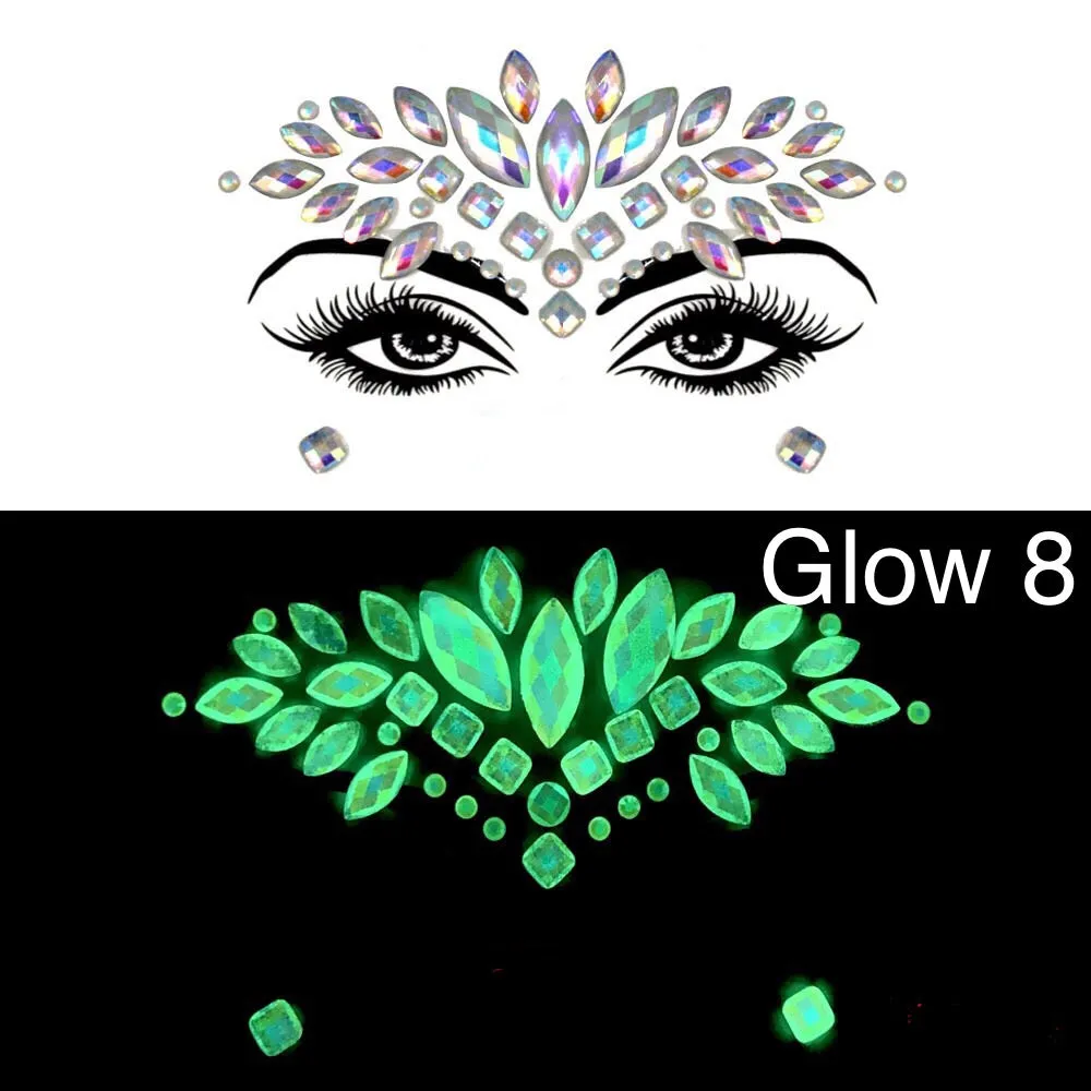 Glow in the Dark Face Gems - 14 Designs