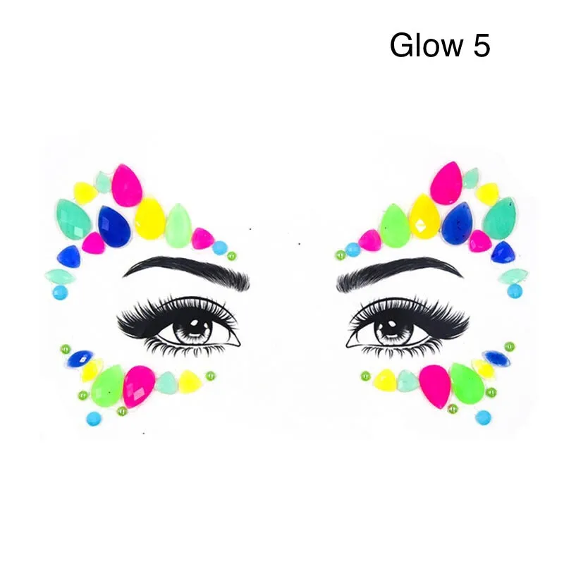 Glow in the Dark Face Gems - 14 Designs