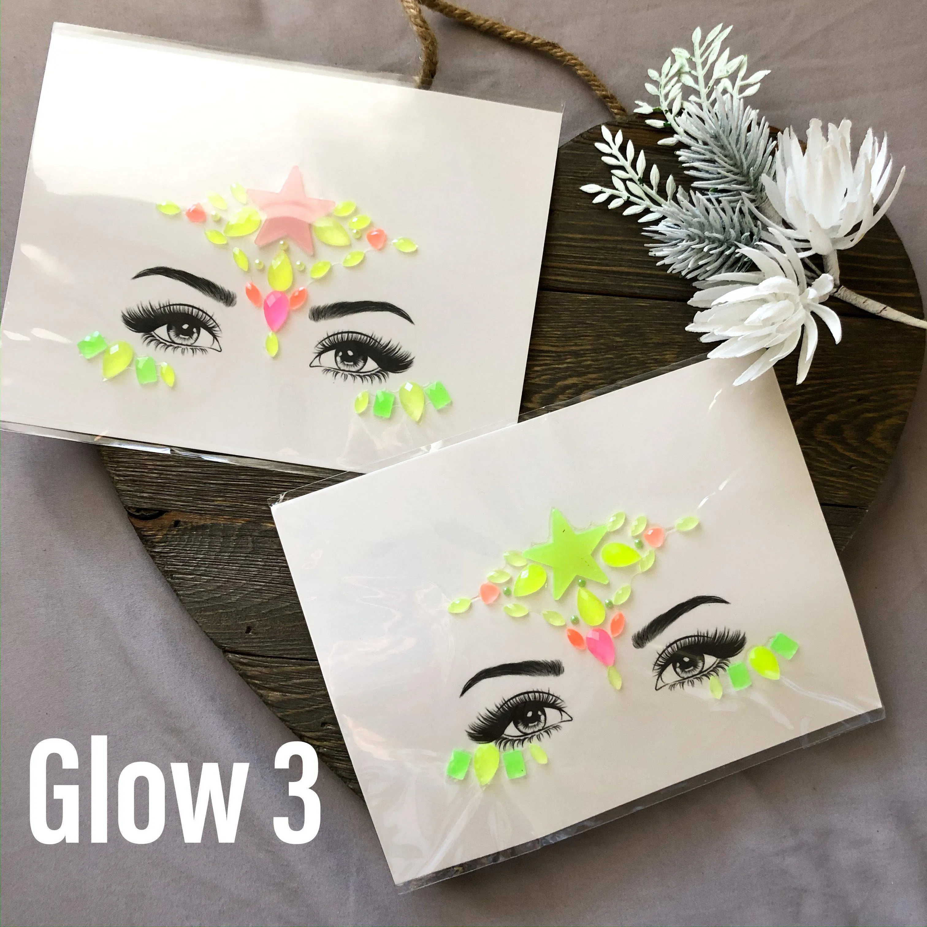 Glow in the Dark Face Gems - 14 Designs