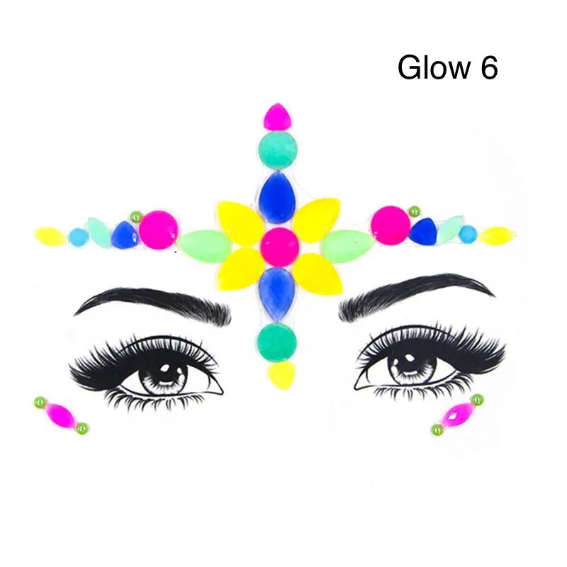 Glow in the Dark Face Gems - 14 Designs