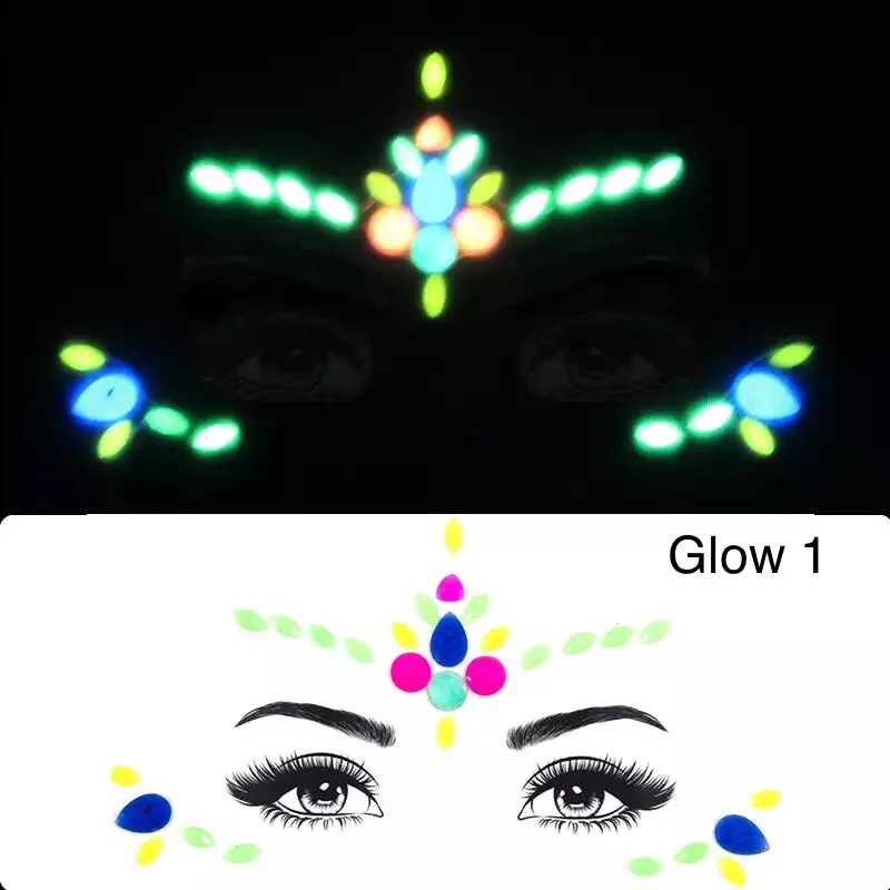 Glow in the Dark Face Gems - 14 Designs