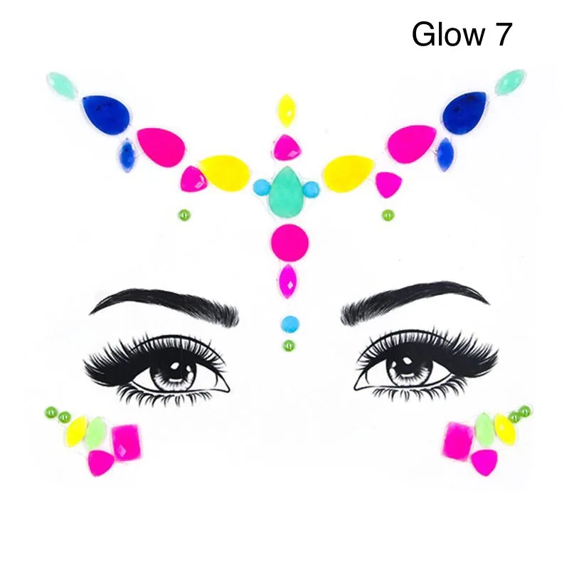 Glow in the Dark Face Gems - 14 Designs