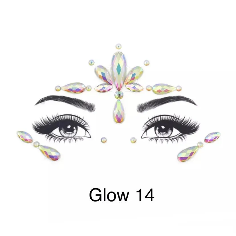 Glow in the Dark Face Gems - 14 Designs