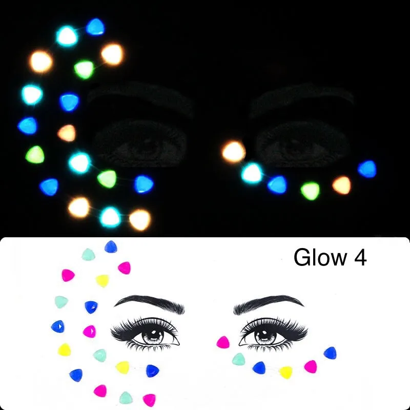 Glow in the Dark Face Gems - 14 Designs