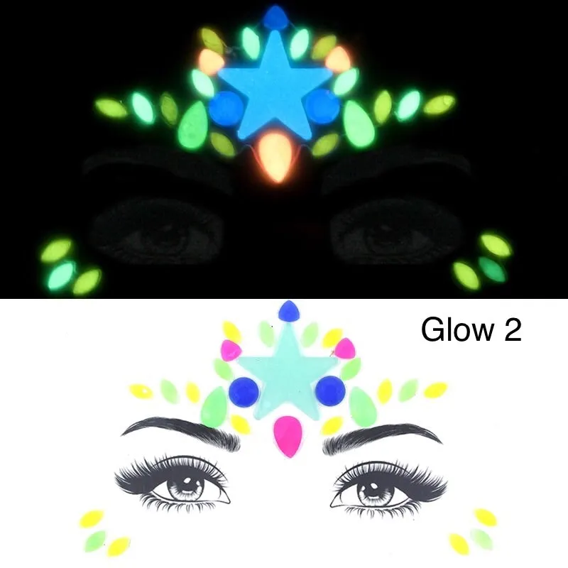 Glow in the Dark Face Gems - 14 Designs