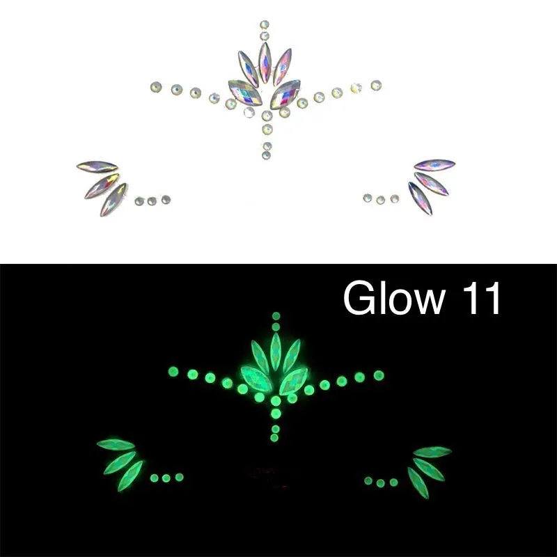 Glow in the Dark Face Gems - 14 Designs