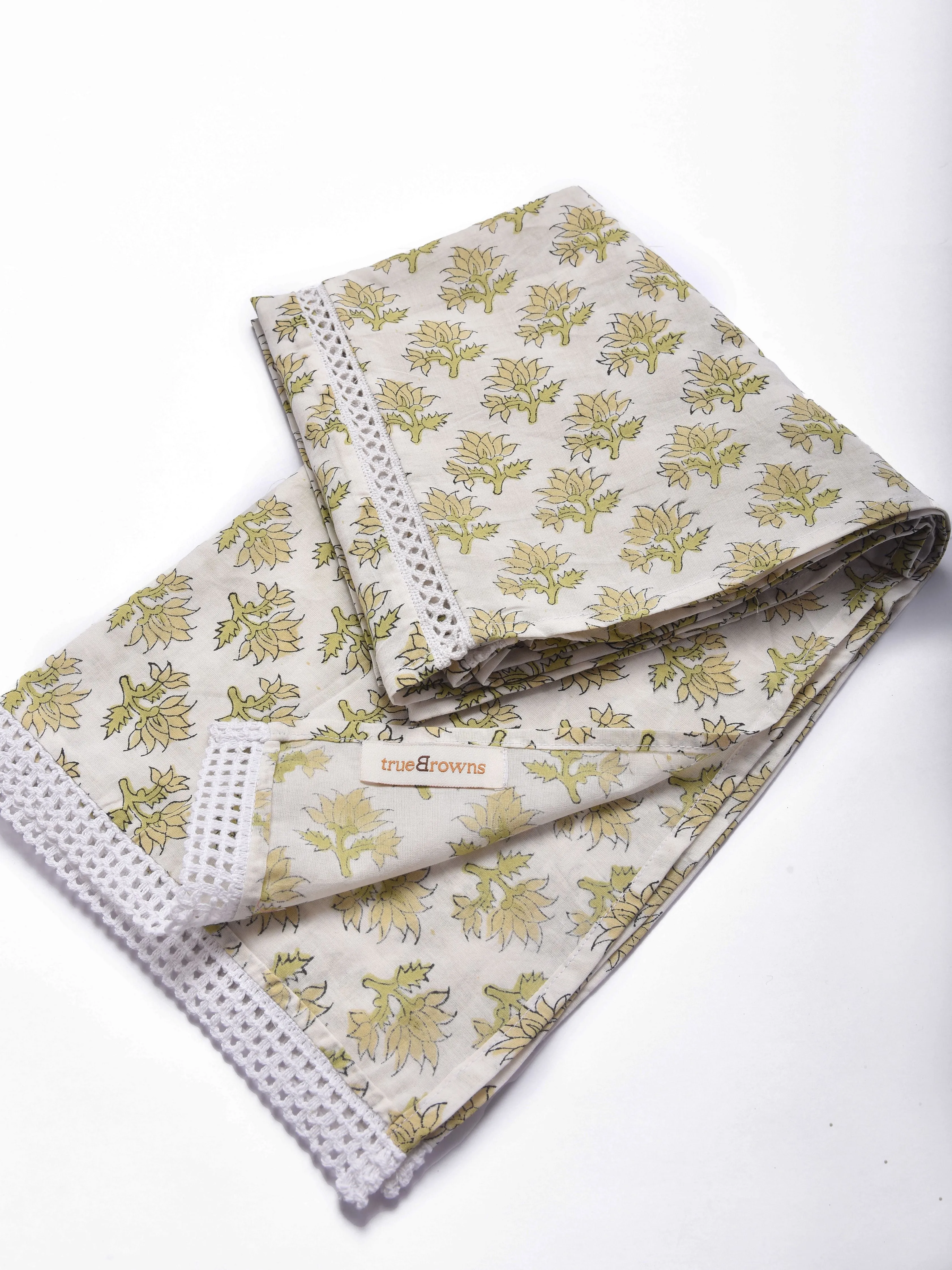 Green Buta On Off White Print Cotton Stole