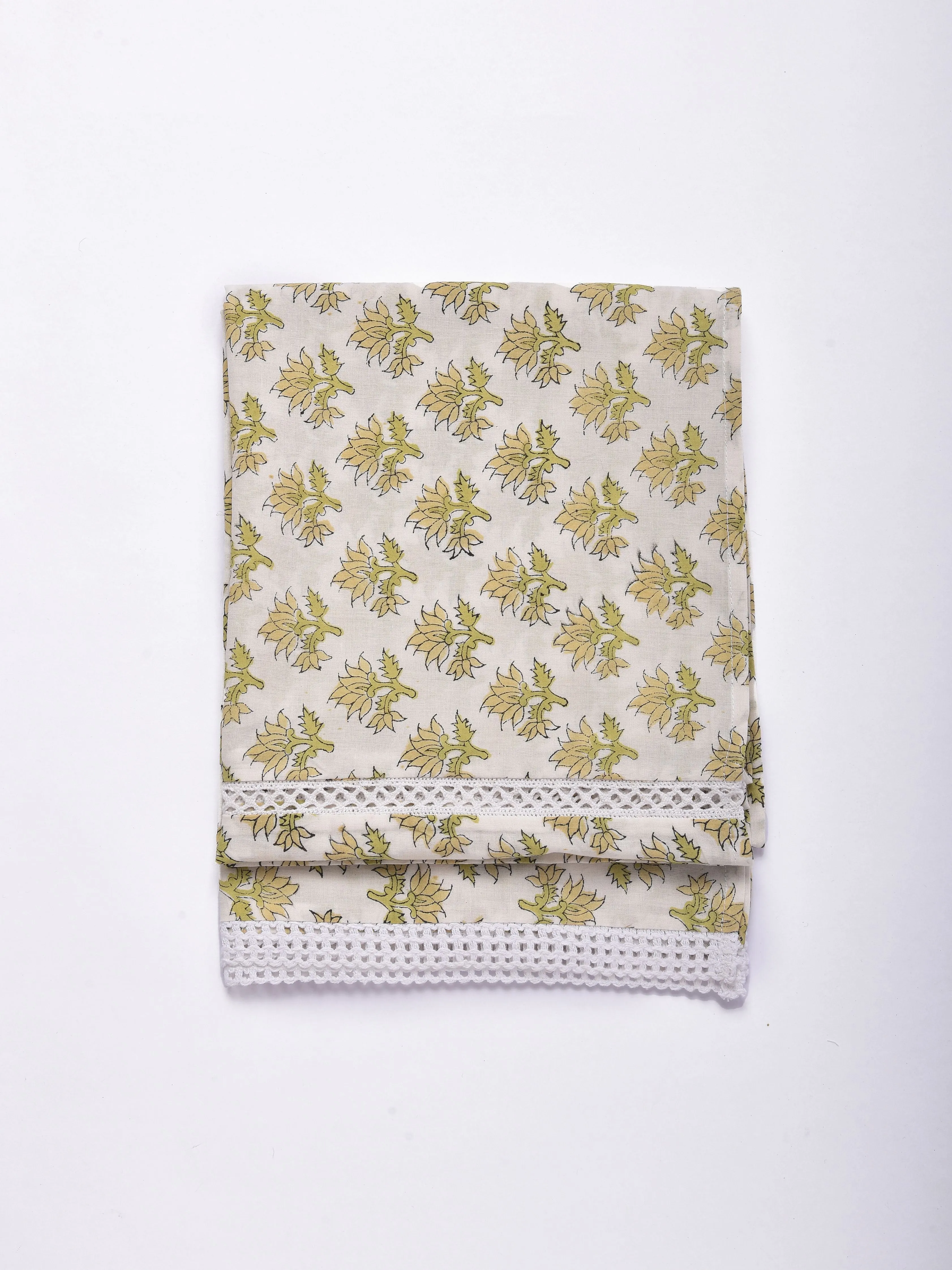 Green Buta On Off White Print Cotton Stole