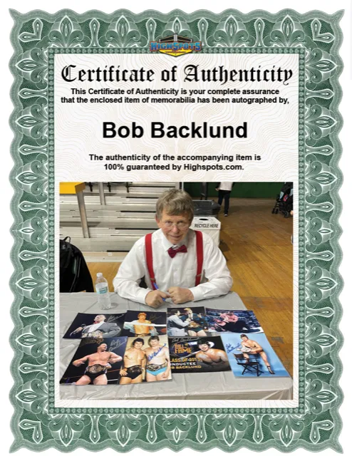 Highspots - Bob Backlund "WWF Champion" Hand Signed 8x10 Photo *inc COA*