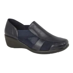 Ladies Navy Slip on Wedge Slip On Work Shoe Geraldine