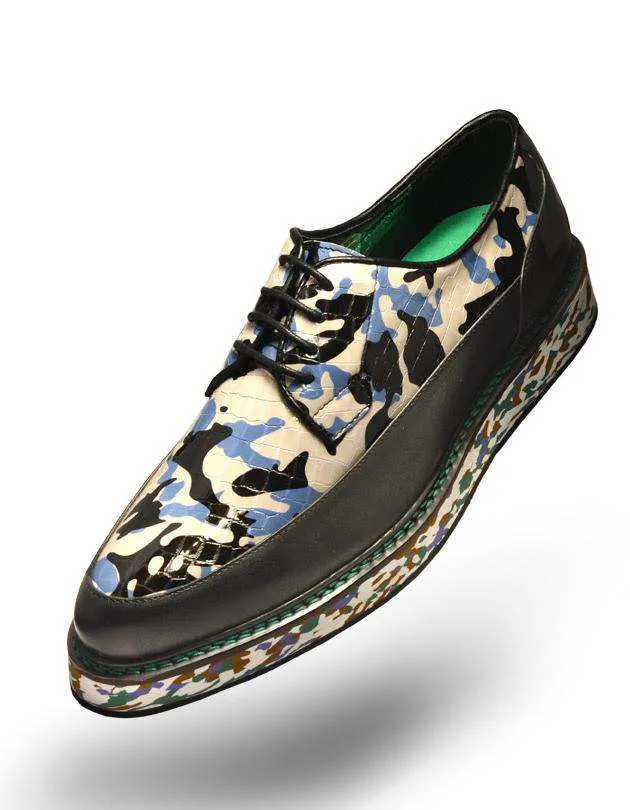 Mens' Fashion Leather Shoe's Camo Blue