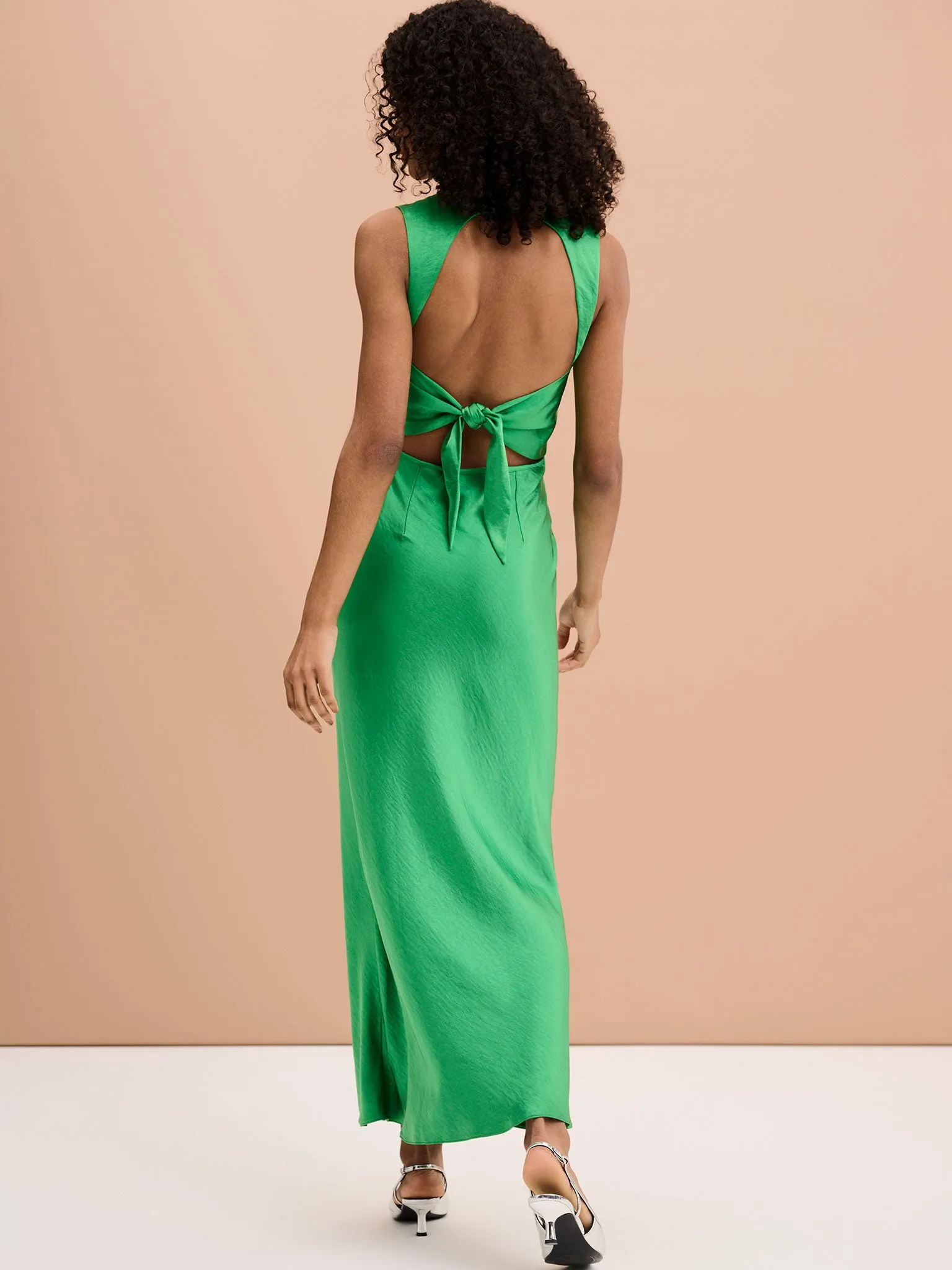 Nova Tie Back Dress in Fern Green