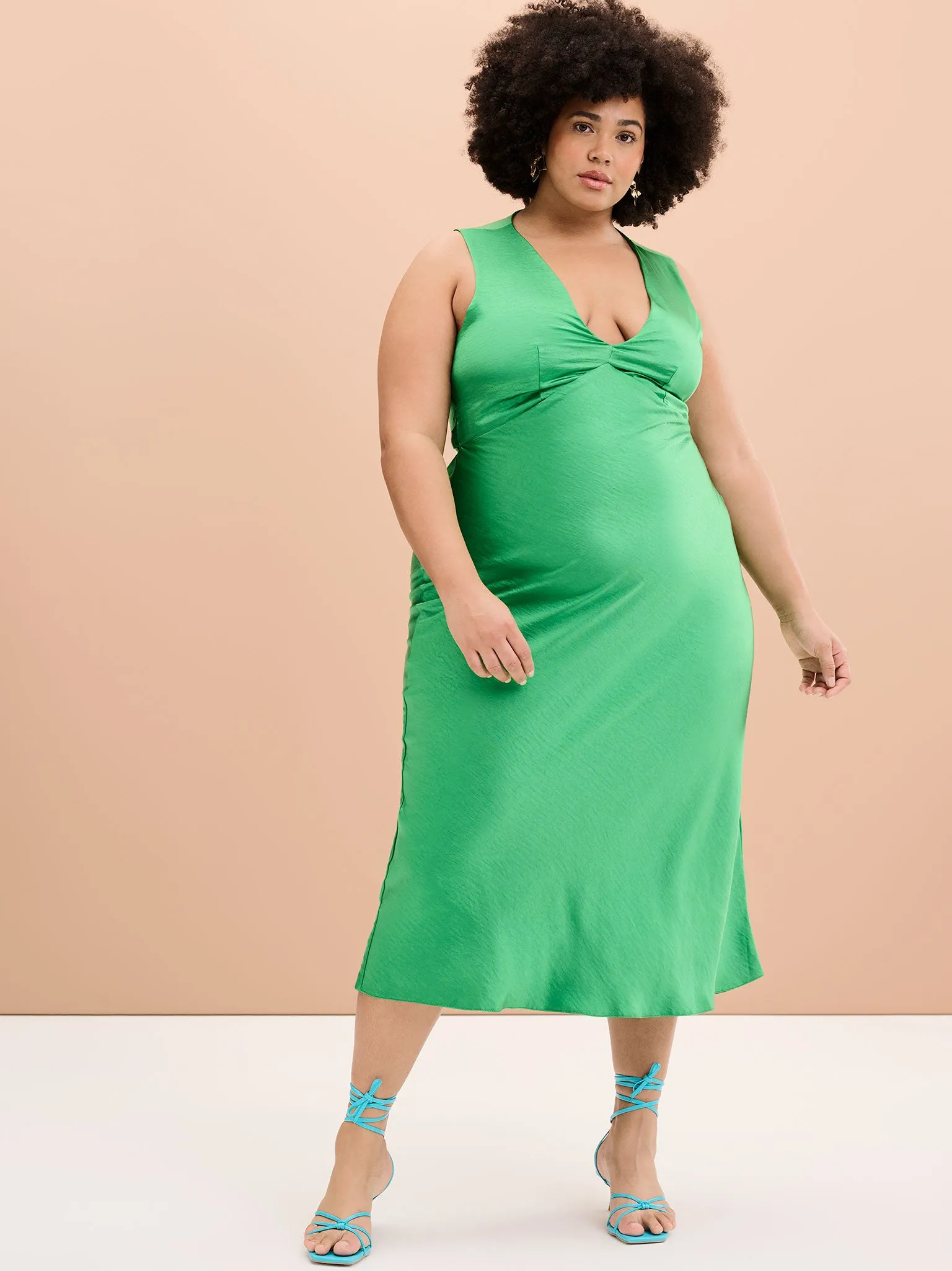 Nova Tie Back Dress in Fern Green