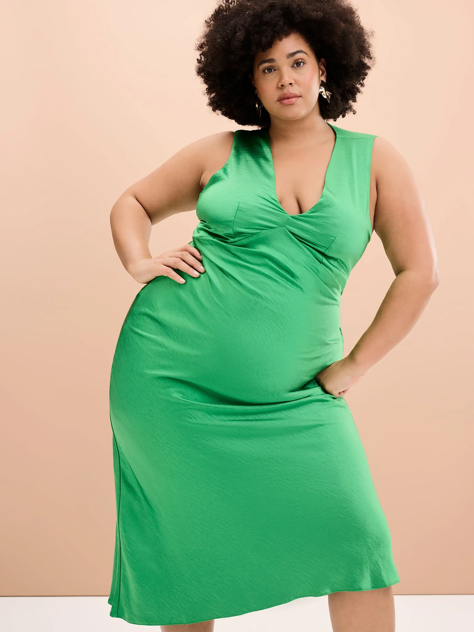 Nova Tie Back Dress in Fern Green