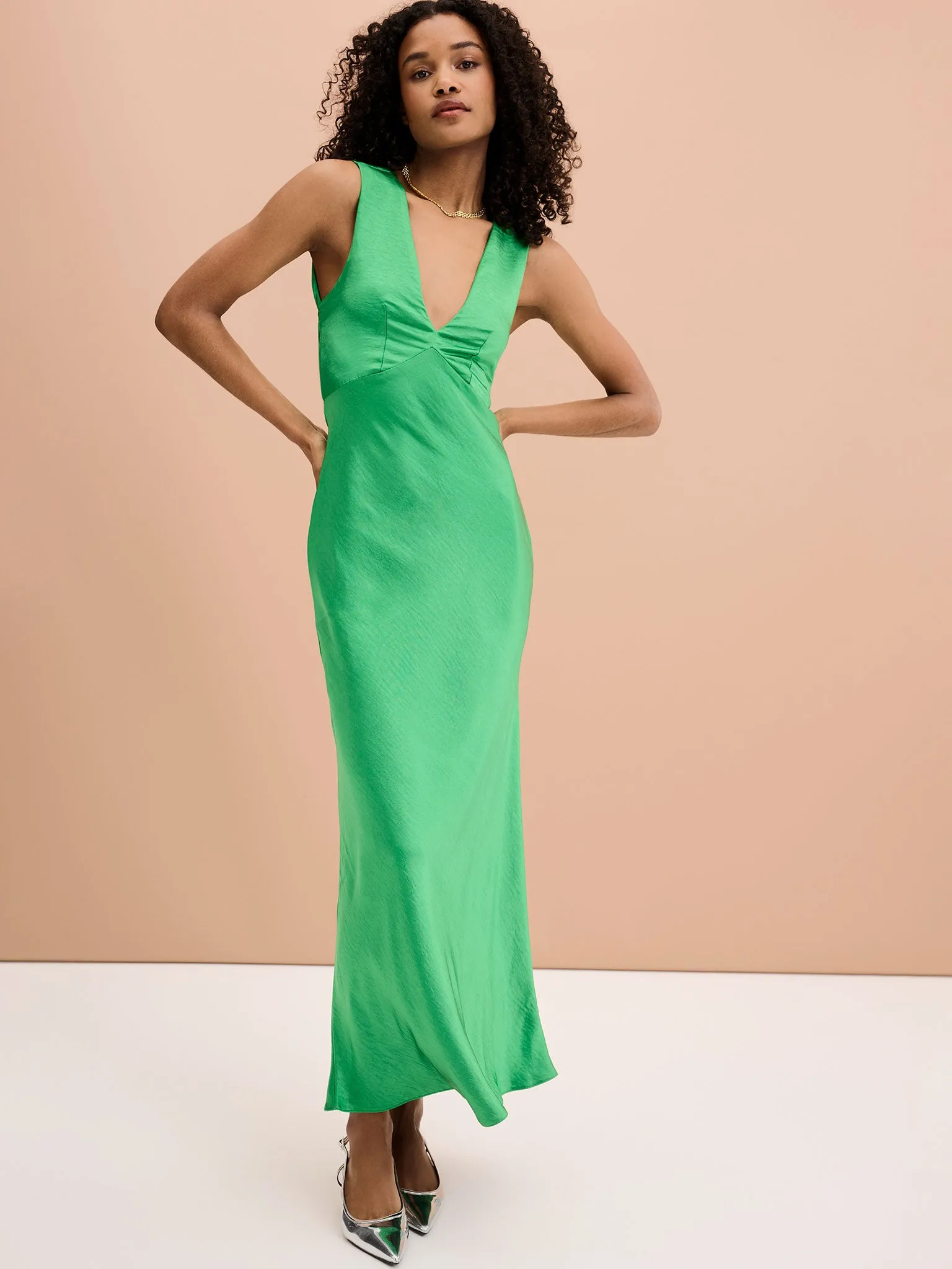 Nova Tie Back Dress in Fern Green