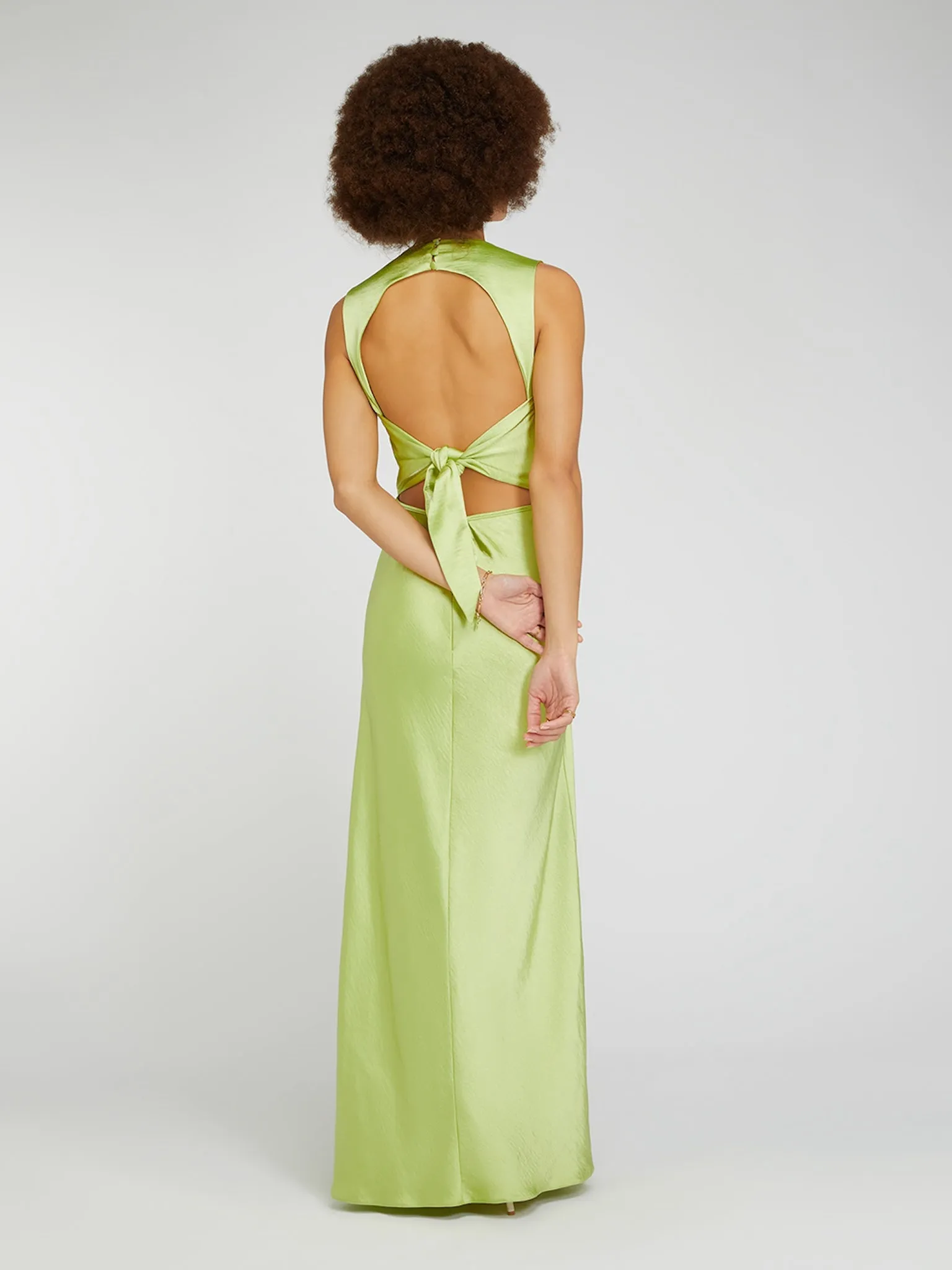 Nova Tie Back Dress in Lime Green