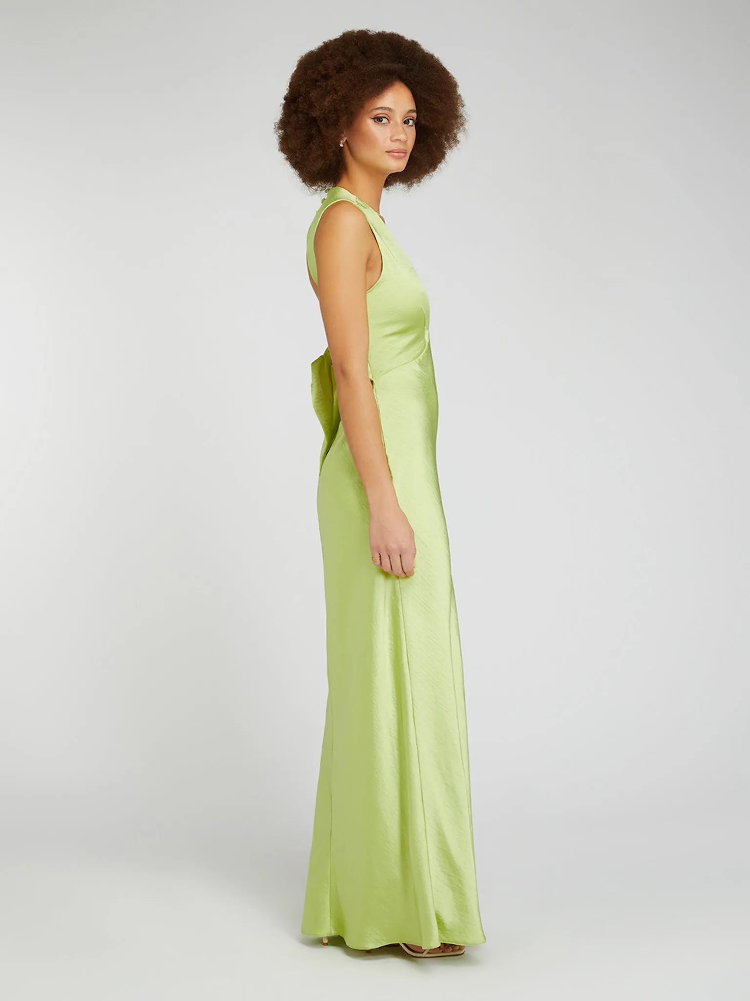 Nova Tie Back Dress in Lime Green