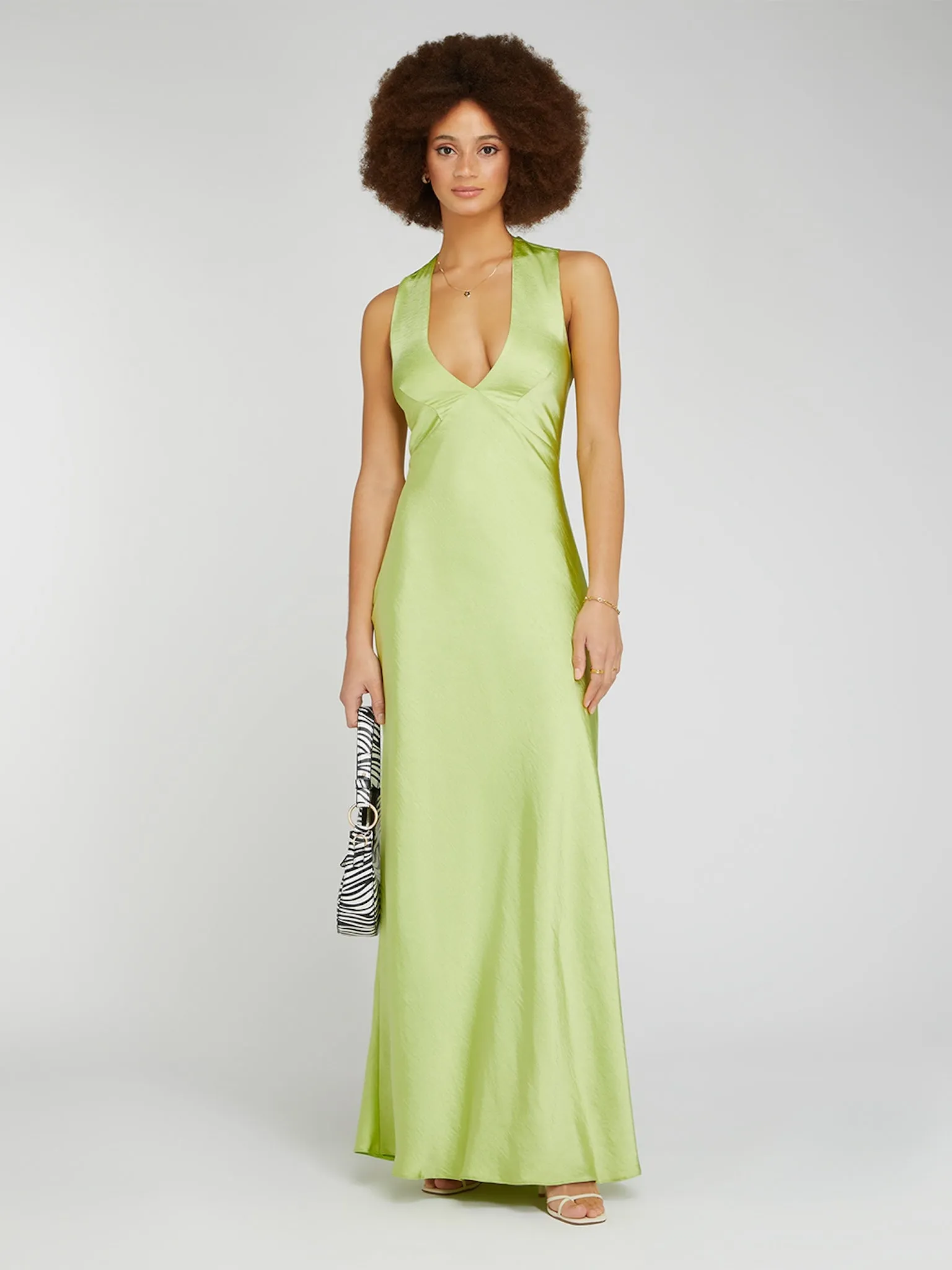 Nova Tie Back Dress in Lime Green