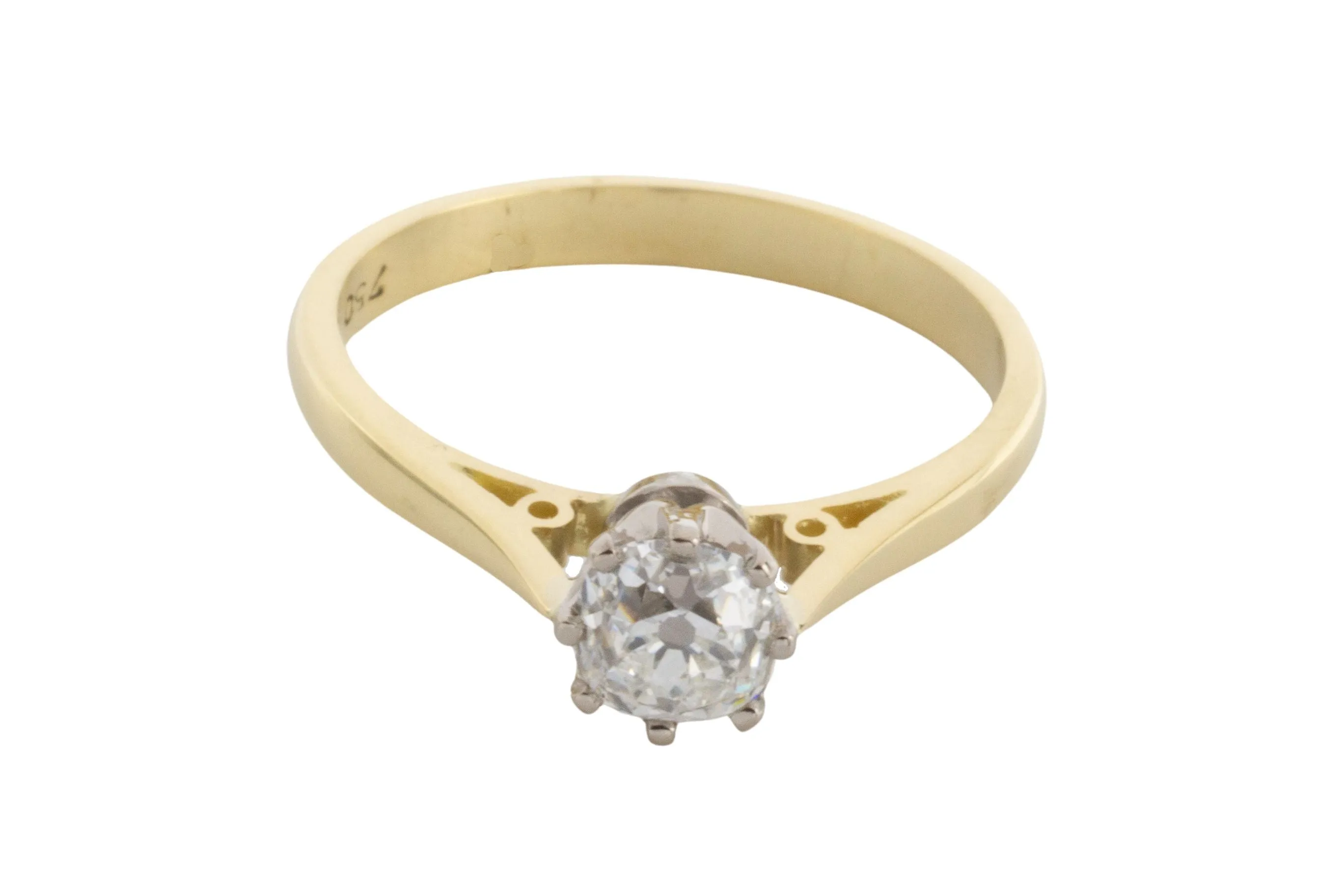 Old mine cut diamond solitaire ring