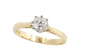 Old mine cut diamond solitaire ring