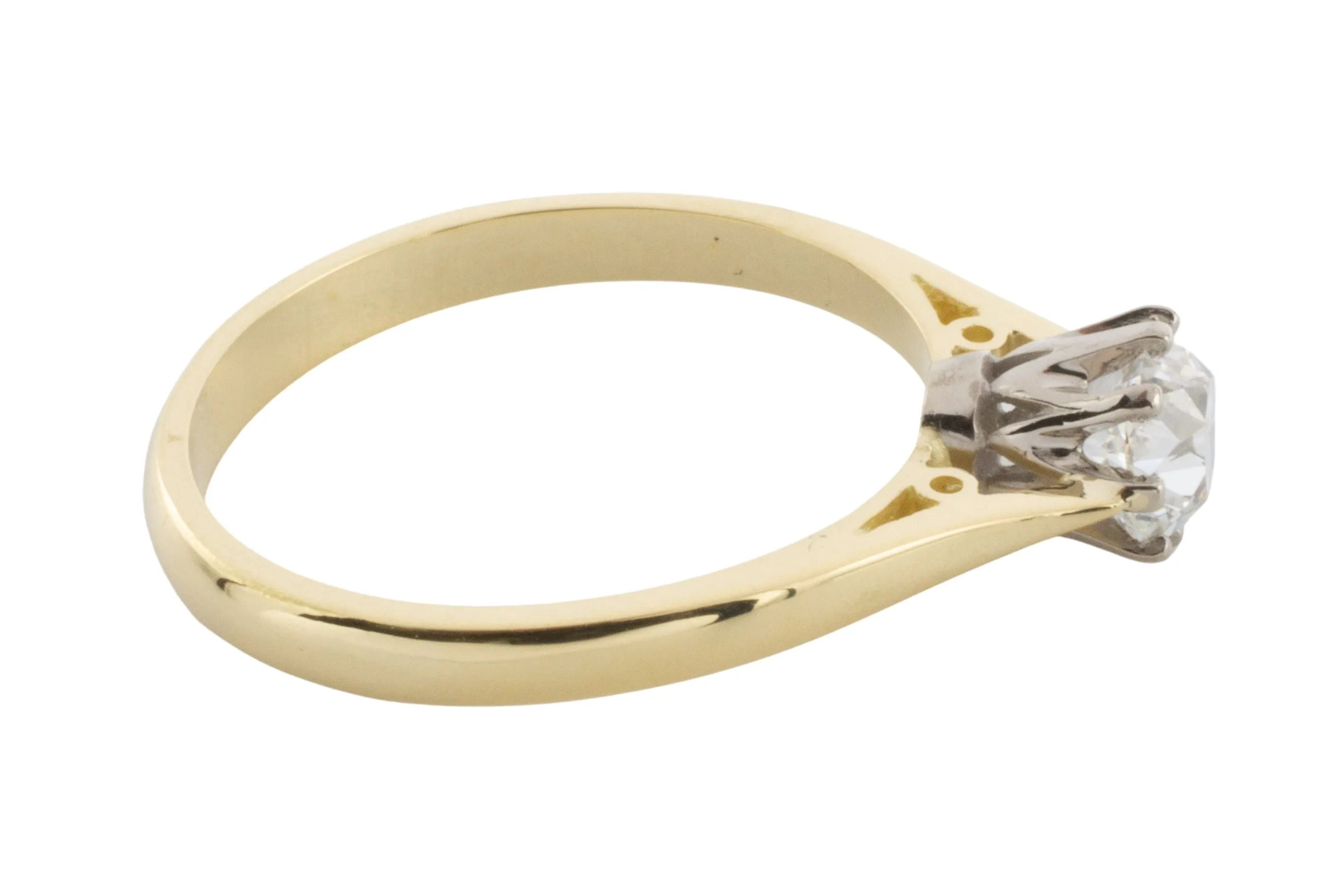 Old mine cut diamond solitaire ring