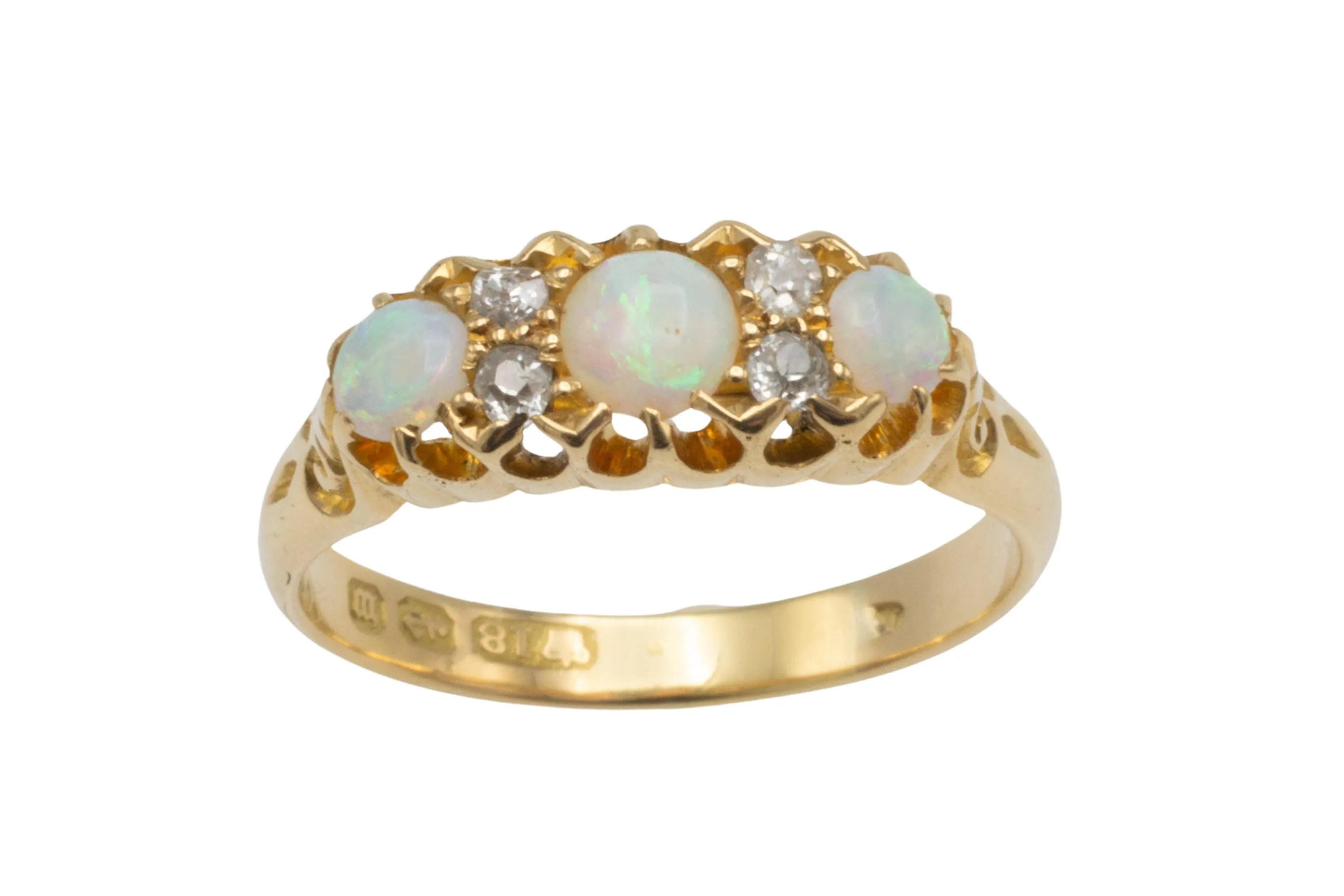 Opal and old cut diamond ring from 1896