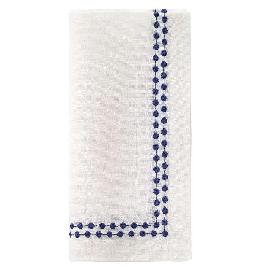 Pearls Navy 21 Linen Napkin -  Set 4