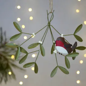 Robin on Mistletoe Sprigg