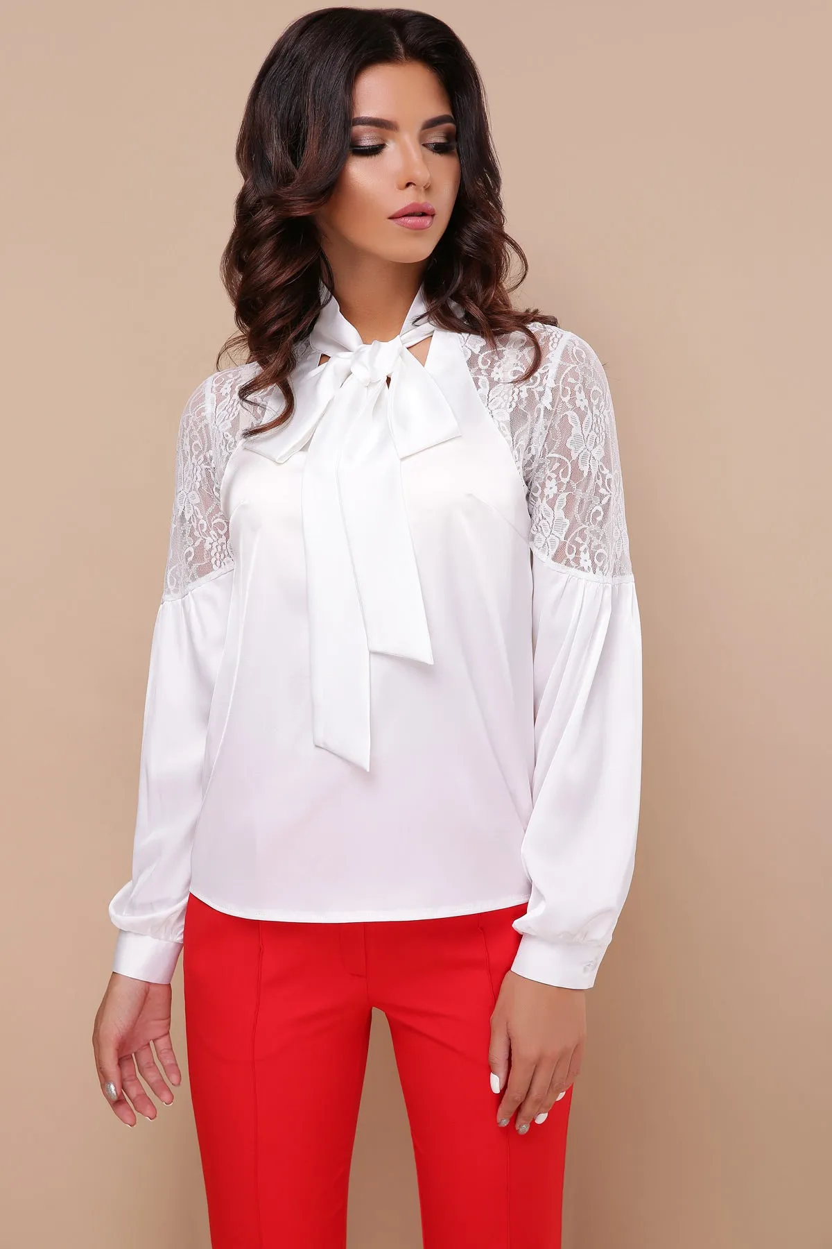 Silk Blouse With Lace Women Clothing