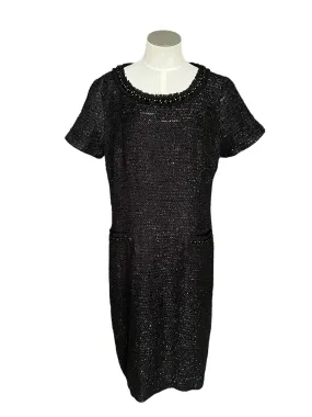 Talbots Size 12 Black Metallic Tweed Dress