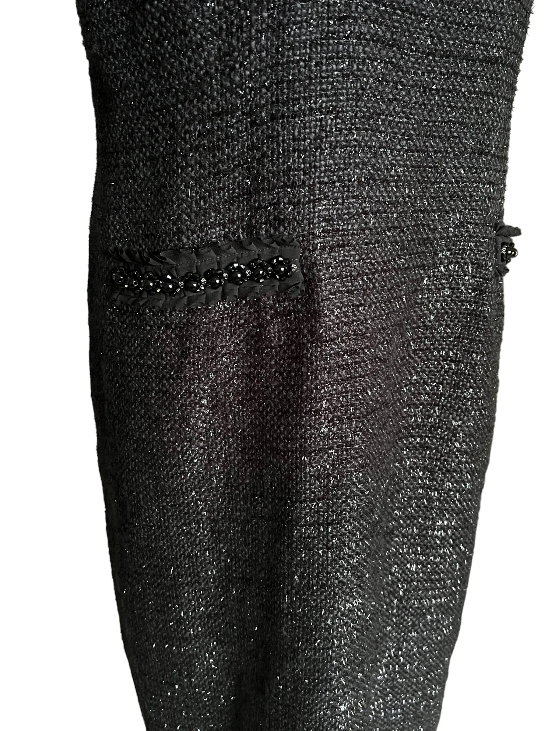 Talbots Size 12 Black Metallic Tweed Dress