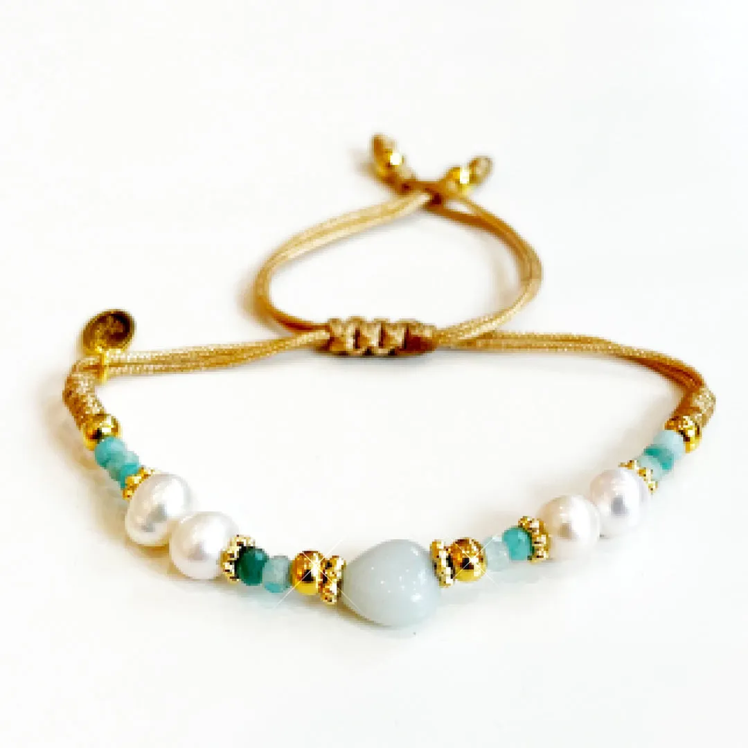 Valeria Amazonite & Fresh Water Pearl Bracelet