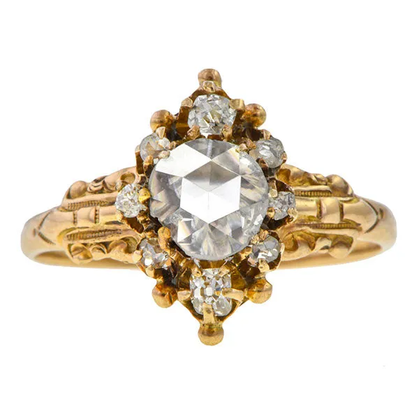 Victorian Rose Cut & Old Mine Cut Diamond Ring